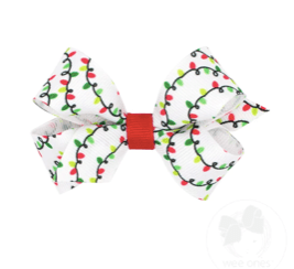 Wee One Christmas lights printed bow