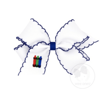 Wee One Default King Moonstitch Edged School Themed Crayon Grosgrain Bow
