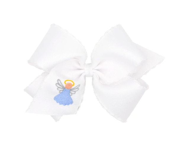 Wee One Default King Moonstitch Embroidered Angel Christmas Bow