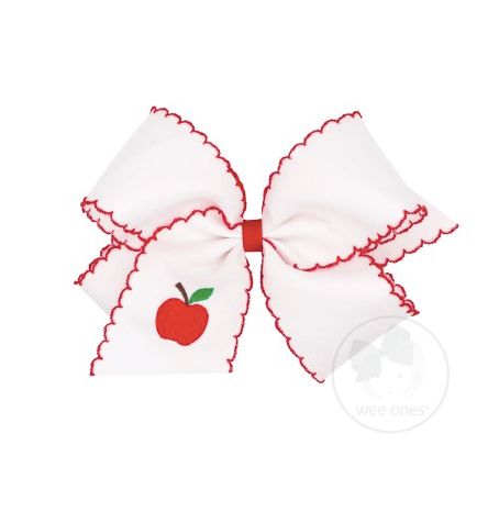 Wee One Default King  Moonstitch Embroidered Apple Bow