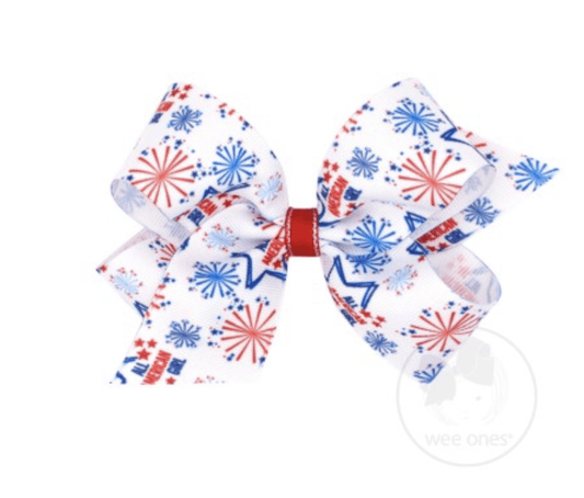 Wee One Default King Patriotic Assorted Print Grosgrain Bows