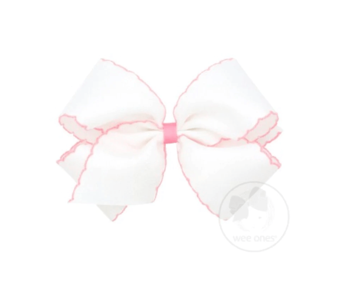 Wee One Default King White Bow W/ light pink Moonstitch