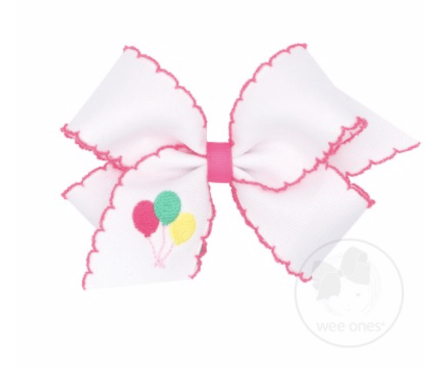 Wee One Default Medium Moonstitch Bow with Embroidered Balloons
