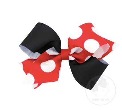Wee One Default Medium Two-Tone Dot Print Bow-Red