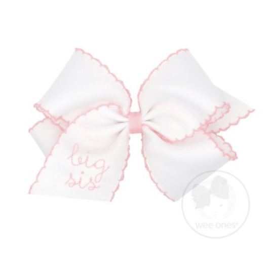 Wee One Default Small King Moonstitch Bow with Embroidered Big Sis