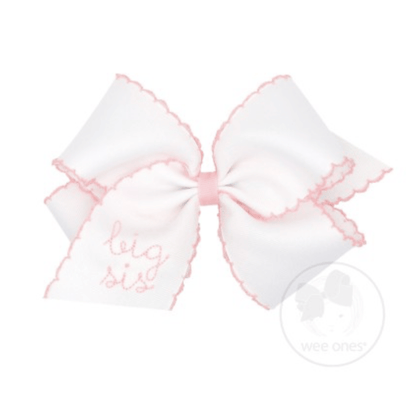 Wee One Default Small King Moonstitch Bow with Embroidered Big Sis
