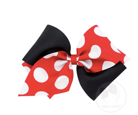 Wee One Default Wide King Two-Tone Dot Print Bow - Red