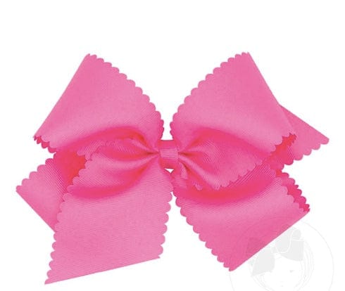 Wee One Hot Pink King Grosgrain Hair Bow Scalloped Edge