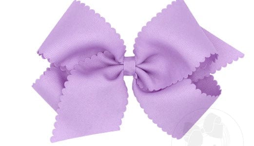Wee One LT ORCHID King Grosgrain Hair Bow Scalloped Edge