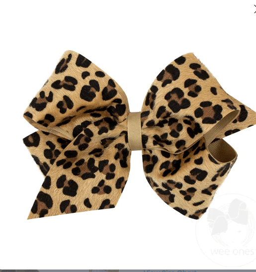 Wee One Leopard King Faux Leopard Fur Overlay Bow
