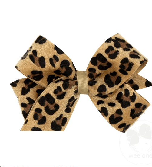 Wee One Leopard Medium Faux Leopard Fur Overlay Bow