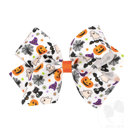 Wee One Medium Halloween Print Grosgrain Bow