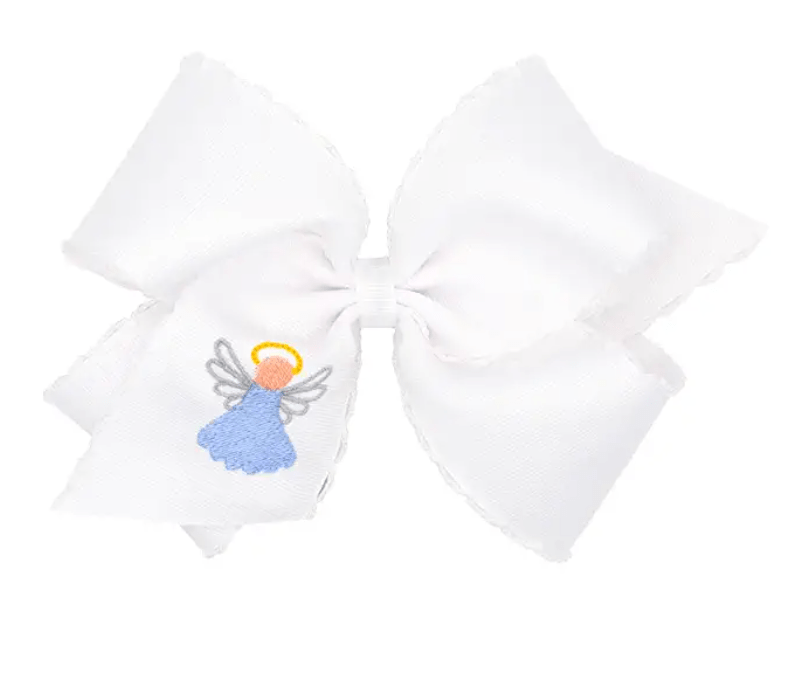 Wee One Moonstitch Embroidered Angel Bow