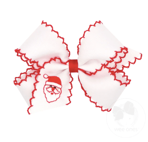 Wee One White w/ red King Santa Embroidered Bow