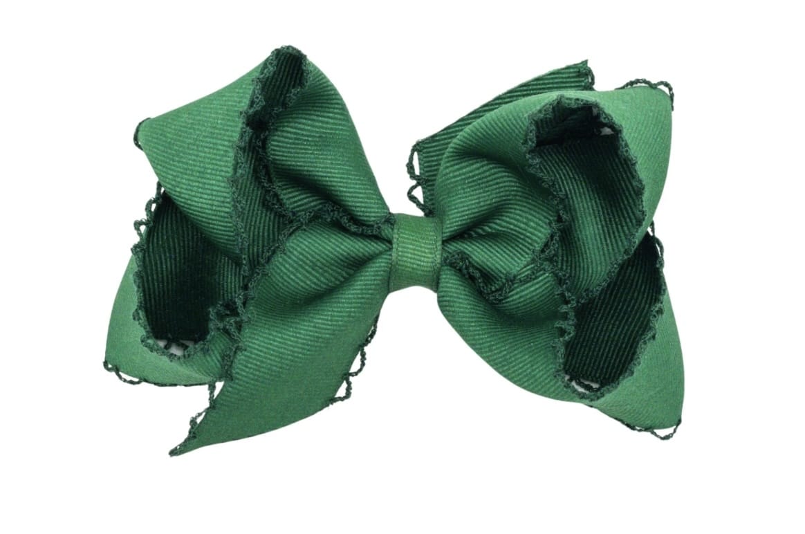 WEE ONES Dark Green medium bow