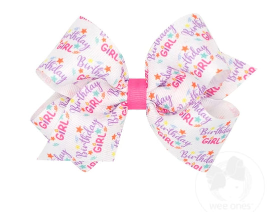 WEE ONES Medium Birthday Girl Bow