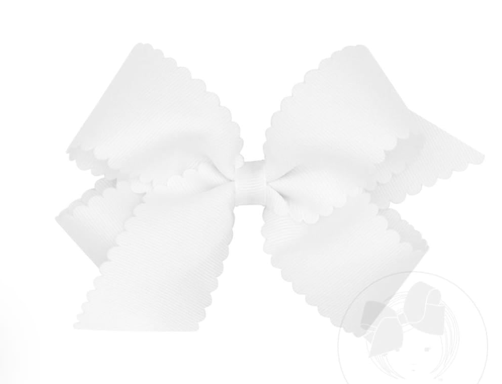 WEE ONES Medium Bow With Scalloped  White
