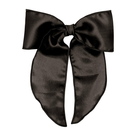 Wee Ones Black King Satin Bowtie with Twisted Wrap and Whimsy Tails