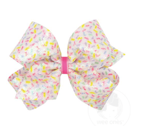 Wee Ones Colorful Confetti Printed Sequin Grosgrain Hair Bow