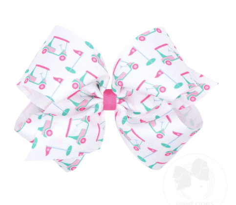 Wee Ones King Golf Cart Print Grosgrain Hair Bows