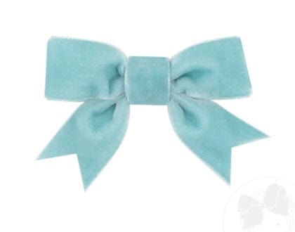 Wee Ones Light Blue Mini Velvet Two-Loop Bow with Fancy Cut Tail