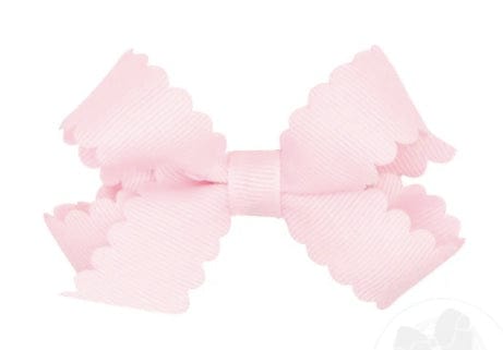 Wee Ones Light Pink Mini Grosgrain Bow Scalloped Edge