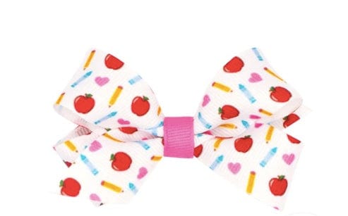 Wee ones Medium Apple School-themed Printed Grosgrain Hair Bow