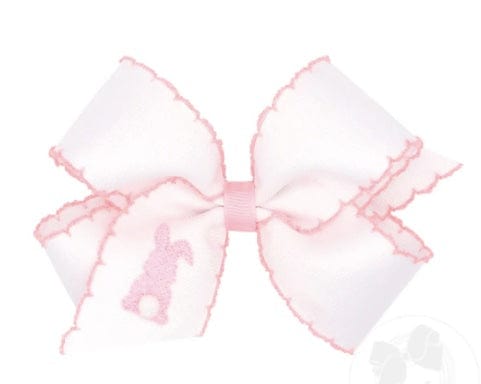 Wee Ones Medium Grosgrain Bows with Moonstitch Edge and Puff Tail Bunny Embroidery