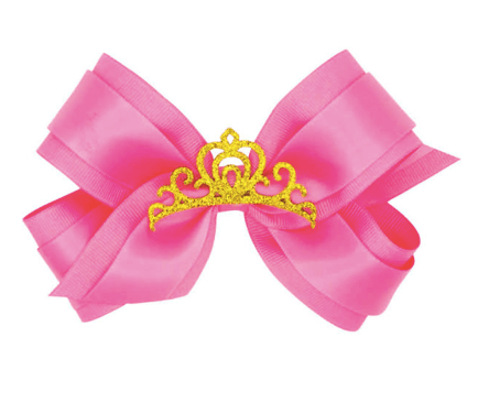 Wee Ones Medium / Hot Pink Wee Ones Bow with Crown