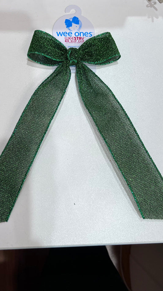 Wee Ones Medium Sparkle Green Bowtie w/tail