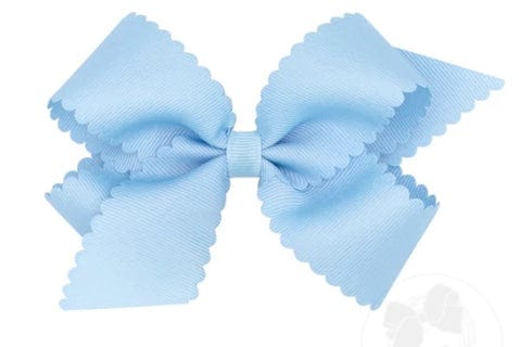 wee ones MILLENNIUM BLUE Med Grosgrain Bow Scalloped Edge
