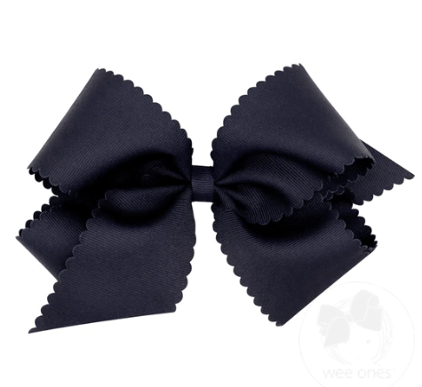 Wee Ones Navy Wee Ones KNG GG BOW W/SCALLOP EDGE