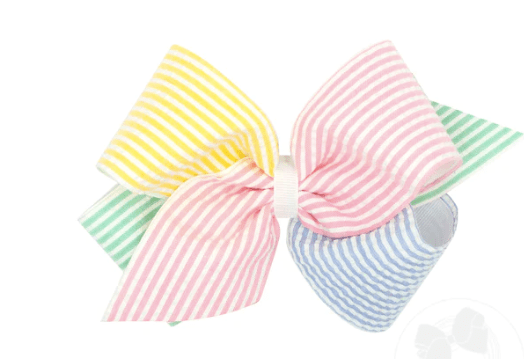 Wee Ones Seersucker Color Block bow