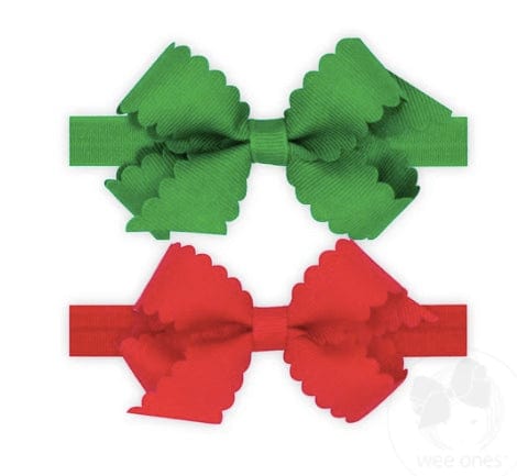 Wee Ones Two Mini Scallop Bows With Bands