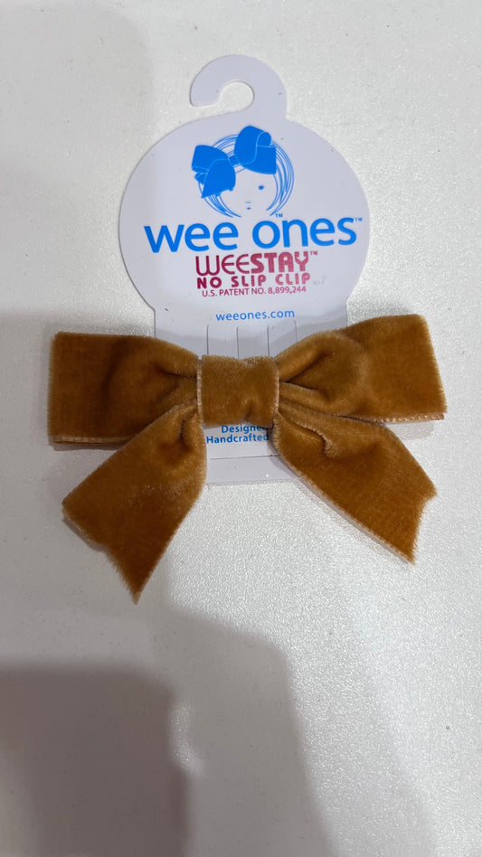 Wee Ones Gold Wee Ones Mini Velvet Bow with tail