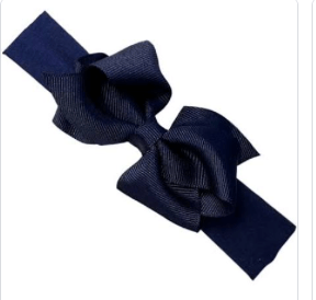 Wee Ones Navy Small King Grosgrain Hair Bow w/Matching  Headband