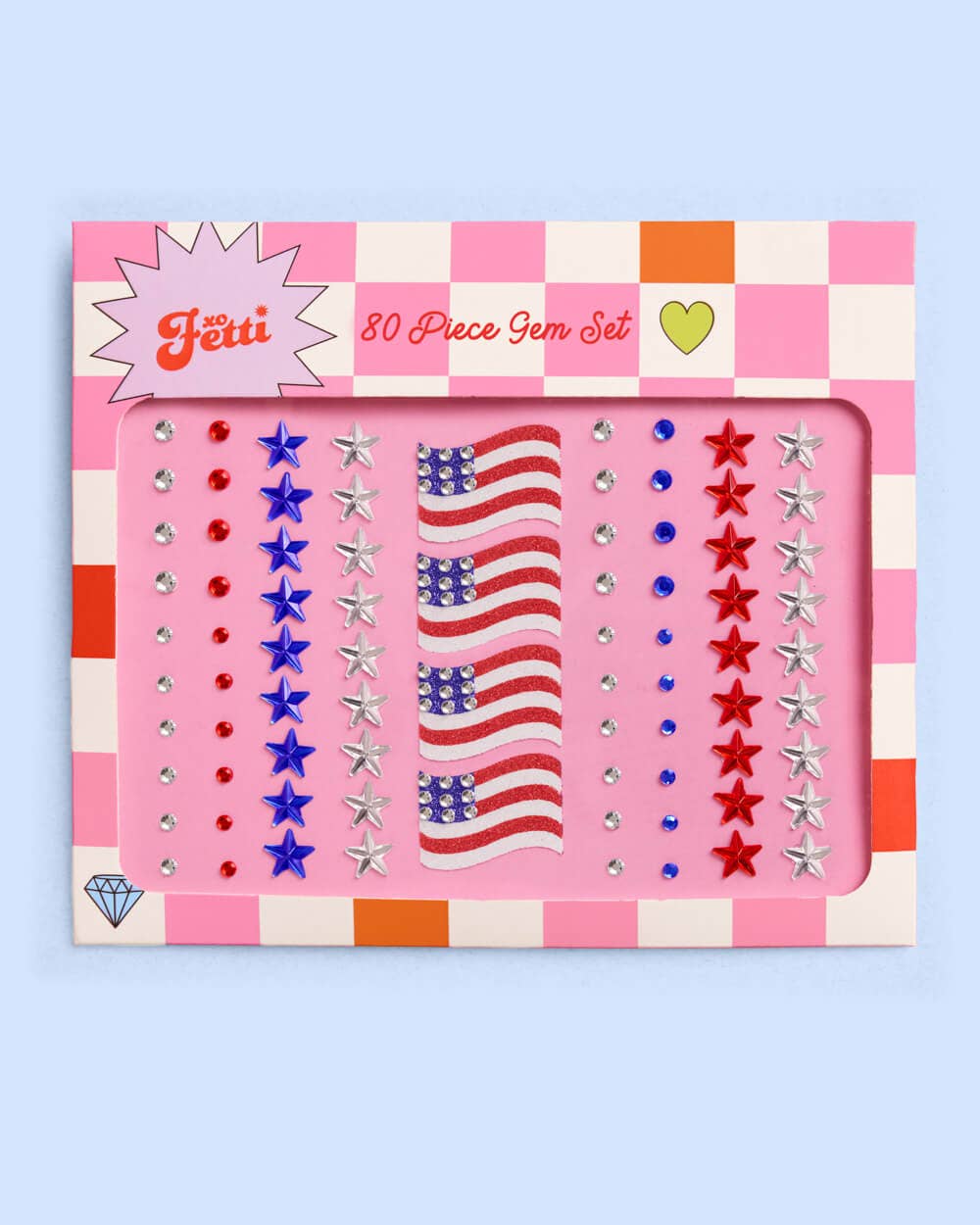 xo, Fetti America Face Gems | Patriotic Face Stickers, Red White Blue DY-W9MG-SX6X