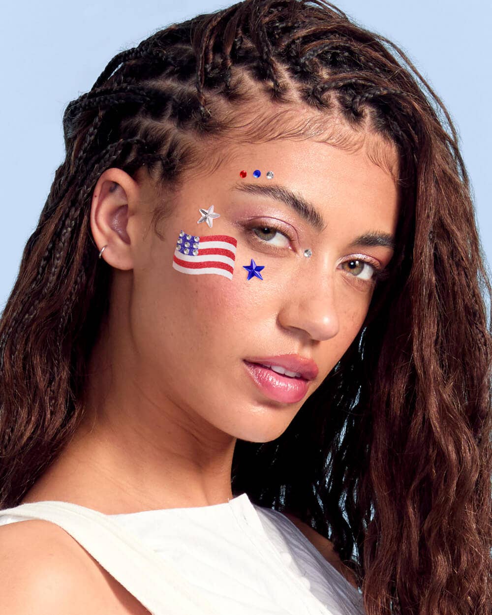 xo, Fetti America Face Gems | Patriotic Face Stickers, Red White Blue DY-W9MG-SX6X