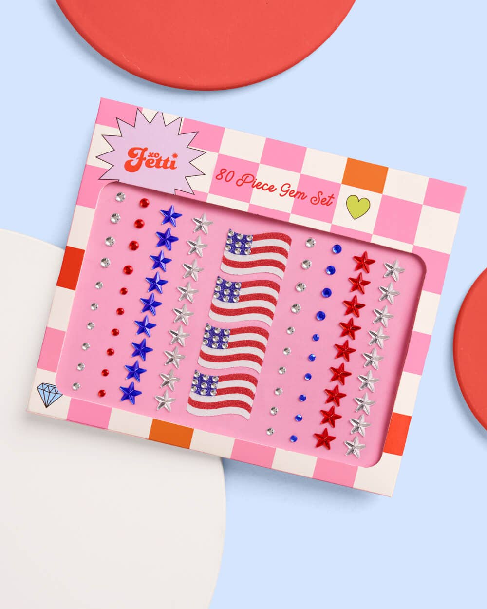 xo, Fetti America Face Gems | Patriotic Face Stickers, Red White Blue DY-W9MG-SX6X