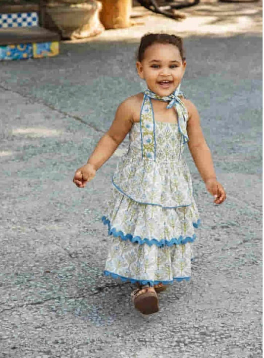 YO BABY Yo Baby Genelia Layered Dress Blue